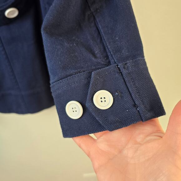 J Crew Pea Coat Women's 10 Navy Double Breasted White Button Heavyweight Twill - Picture 6 of 15